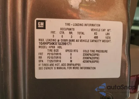 2001 Buick Lesabre Custom from USA, damaged, VIN 1G4HP54KX1U299171